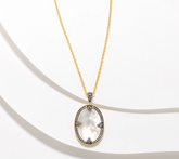 Freida Rothman Sterling Silver GP Mother of Pearl CZ Necklace 27"